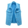 thumbnail image 1 of XZNGL Denim Jacket Women Spring and Autumn Coats Solid Sleeveless Denim Jacket Outerwear, 1 of 6