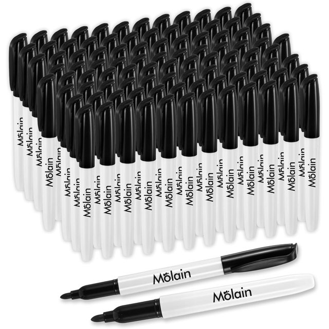 100 Pack Fine Tip Dry Erase Marker - Black Dry Erase Markers Bulk Whiteboard Markers for School, Office, Home, Works on Whiteboard, Glass & Non-Porous Surfaces
