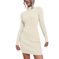 thumbnail image 1 of WTXUE Robe à Manches Longues, Robe Chandail Tricotée à Col Roulé pour Femmes Automne Hiver à Manches Longues, TG, 1 of 4