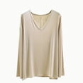 thumbnail image 1 of MeetoTime V Neck Long Sleeve Shirts for Women Comfortable Loose Tops Solid Color Lounge Tops Pullover, 1 of 7