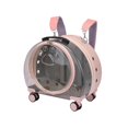 thumbnail image 1 of tredstone Kitten Bag Backpack Handbag with Wheels Durable Dog Trolley Case for Puppy Translucent Pink, 1 of 9