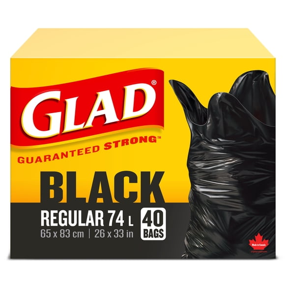 Glad Black Garbage Bags - Regular 74 Litres -