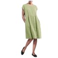 thumbnail image 1 of Birdeem Robe Longue Maxi Sans Manches à Col Rond pour Femmes, en Lin, Ample et Grand, Style Caftan, avec Poches, 1 of 8