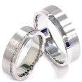 thumbnail image 1 of 1 1/10ct Diamond Matching 14K Gold Brushed Wedding Rings, 1 of 1
