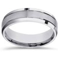thumbnail image 1 of 6mm Mens White Gold Brushed Beveled Edge Wedding Band, 1 of 1