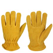 Leather Work Gloves under $5! CQCYD Leather Work Gloves, Cowhide Winter Warm Gloves, Men's Durable Gloves for Skiing, Outdoor Work, Cold Weather Protection
