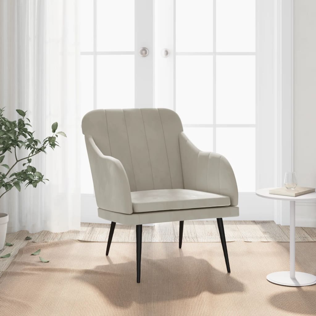 vidaXL Armchair Light Grey 63x76x80 cm Velvet