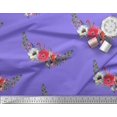thumbnail image 2 of Soimoi polyester Crepe Fabric Leaves & Anemone Flower Fabric Prints By Yard 42 Inch Wide, 2 of 3