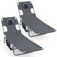thumbnail image 1 of Gymax 2PCS Tanning ChairFolding Beach Lounge Chair w/5-Position Adjustable Backrest Gray, 1 of 9
