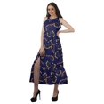thumbnail image 3 of Moomaya Rayon Printed Halter Neck Dress Womens Front Slit Long Maxi Party Dress, 3 of 4