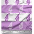 thumbnail image 1 of Soimoi Tissu Poly Georgette Violet Rayé & Paisley Imprimé 1 Yard 52 Pouces de Large, 1 of 3