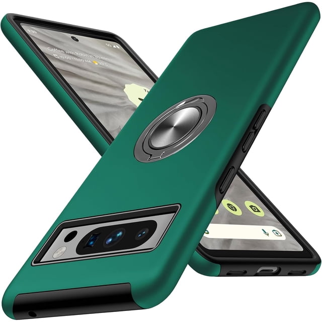 KOMI for Google Pixel 8 Pro Case, Slim Tough Rugged Shockproof Protective Pixel 8 Pro Phone Case with Metal Ring Kickstand for Google 8 Pro Case, Green