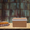 thumbnail image 4 of MOVTOTOP Panier Tissé avec Poignée et Couvercle, Organisateur de Rangement Rectangulaire, Bac Emboîtable en Osier et Doublure, Panier Vide pour Organiser Jouets, Livres, Enfants, Bébés, Garde-Robes, Déco de Chambre, 4 of 7