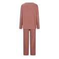thumbnail image 3 of Timegard Ensembles de Pyjamas pour Femmes 2 Pcs Manches Longues Col en V Haut Froncé et Pantalon Automne Décontracté Doux Tenues de Pjs, 3 of 4