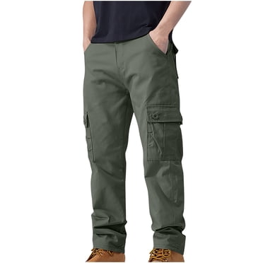 hoksml Pantalon Cargo pour Homme en Toile de Coton Délavée Jambe Droite Pantalon de Travail à Multiples Poches Couleur Unie Pantalon Décontracté Style Denim