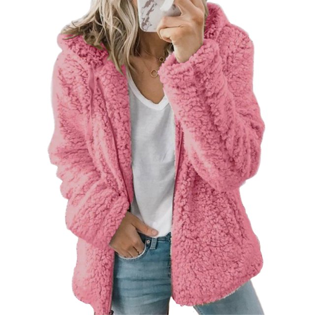 Innerwin Veste Unie pour Femmes Automne à Manches Longues avec Capuche Rose TG