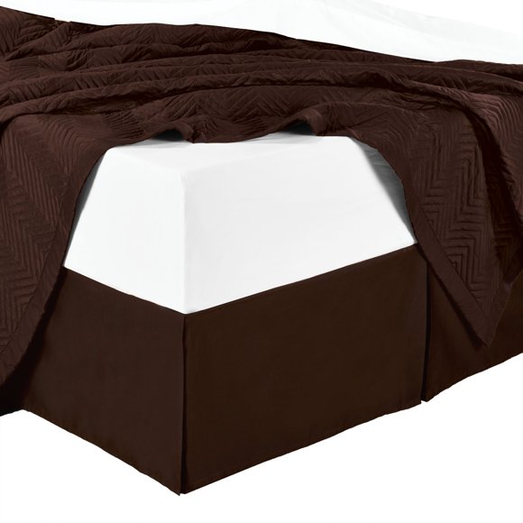 sheetsnthings 300tc Cotton Solid Chocolate California King Pleated Tailored Bed Skirt with 15 Inches Drop and Split Corners