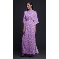 thumbnail image 3 of Bimba Robe Longue pour Femmes en Rayonne à Feuilles et Roses Florales, Style Bohème, Plage, Cocktail, Fête, Maxi, Fendue - Petit, 3 of 6