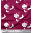 thumbnail image 1 of Soimoi Rayon Crepe Fabric Bamboo Tree,Moon & Stork Bird Decor Fabric Printed Yard 46 Inch Wide, 1 of 3