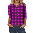 thumbnail image 1 of Birdeem Blouses for Women Womens Printed Button 3/4 Sleeve T-Shirt Loose Top, 1 of 9