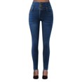 thumbnail image 1 of Bmisegm Jeans Zippés à Quatre Boutons pour Femmes, Aguichant, Taille Haute, Coupe Ajustée, Extensibles, Jeans Y2K pour Femmes, Bleu Foncé, M, 1 of 7