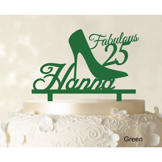 Custom Birthday Cake Topper Personalized Green Cake Topper Color Option Available 5-7 Inches Wide