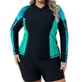 thumbnail image 1 of Charmo Womens Plus Size Long Sleeve Rash Guard Top Zipper Swimsuit Swim Shirt, 1 of 6