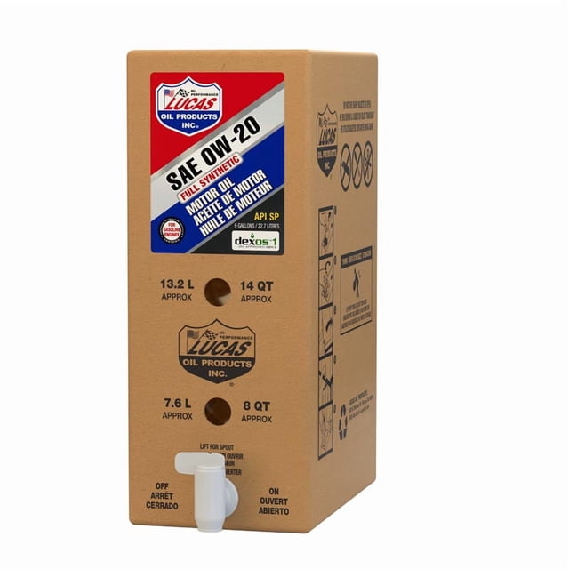 Lucas Oil Oil 18003 SAE 0W-20; Synthetic; 6 Gallon Bag In Box; Single