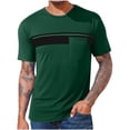thumbnail image 1 of Men Oversized T Shirts Casual Loose Short Sleeve Crew Neck Tee Shirt Striped Color Block Tops with Pocket, 1 of 4