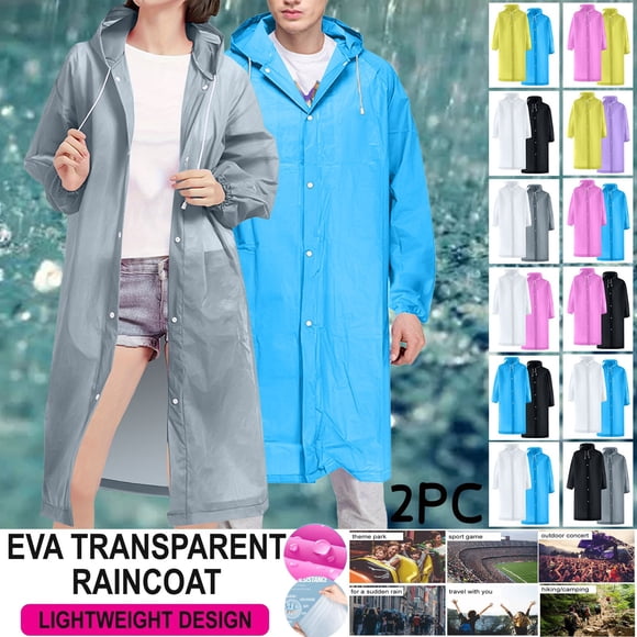 Sentmoon 2 Pieces Rain Jacket Men with Hood Long Sleeve Raincoat for Men Solid Color Lightweight Waterproof Button Down Ponchos for Hiking ,Camping, Travel Free Size