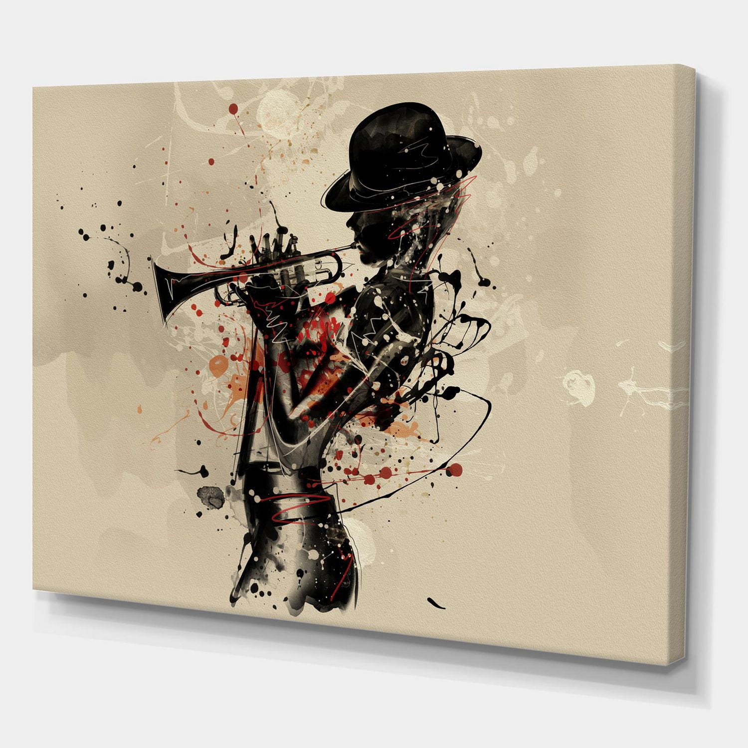 Designart Femme jouant de la trompette de jazz Art mural sur toile