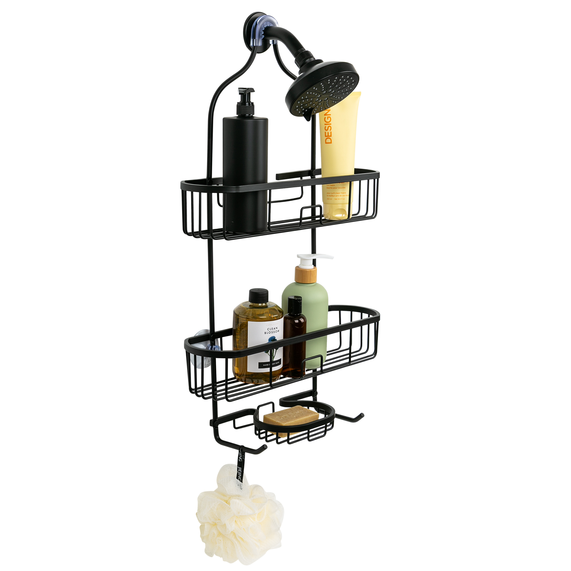 Era, Grand Aluminum Shower Caddy, Black 15x26 IN