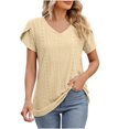 thumbnail image 1 of Birdeem Fashion Womens Casual Solid Color V Neck Short Sleeve Tops Loose Blouses, 1 of 9