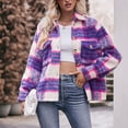 thumbnail image 2 of Penkiiy Veste Sans Capuche Ample à Carreaux Imprimée pour Femme P Rose Vif, 2 of 8