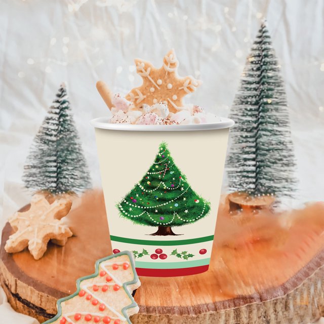 Vaidha Christmas Party Supplies Set | 10 Red Paper Plates 7 & 9 Inch | 10 Paper Cups | 20 Paper Towels | Disposable Holiday Tableware for Gatherings & Events