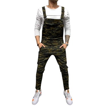 JDinms Men's Denim Bib Overalls Slim Fit Jumpsuit with Pocket
