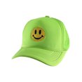 thumbnail image 1 of Gravity Threads Smile Face Embroidery Adjustable Trucker Hat - Smile - Neon Green, 1 of 2