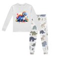 thumbnail image 2 of Pyjamas pour Garçons Ensemble de Pyjama Imprimé Dinosaure Col Rond Manches Longues Pantalon 2 Pcs Printemps Automne Pyjamas Bébé Gris Clair 2 Ans-3 Ans, 2 of 5