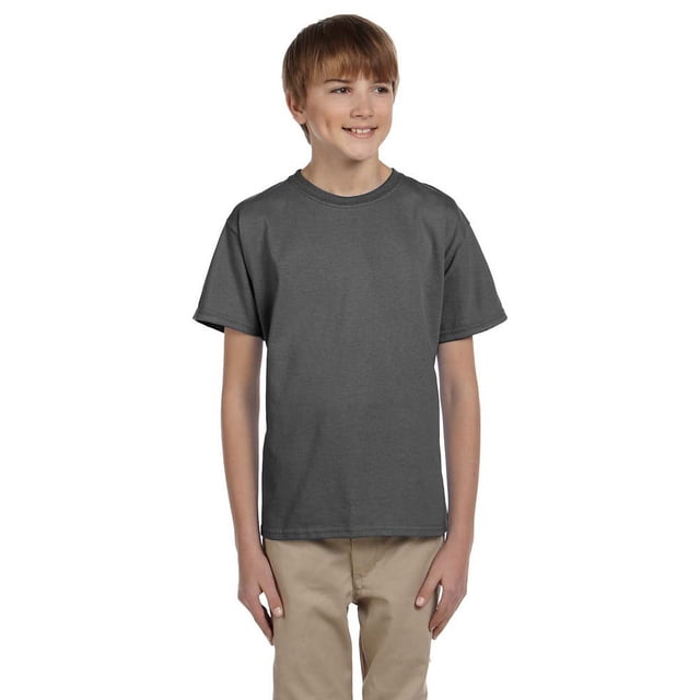 Hanes 5370 T-Shirt à Manches Courtes pour Garçons - Gris Fumée - Très Grand