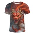 thumbnail image 5 of Qertyioot Été Mode Décontracté Hommes Col Rond Imprimé T-shirt Top Évacuation de l'Humidité Performance Manches Courtes, 5 of 5