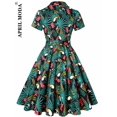 thumbnail image 2 of Robe Vintage d'Été pour Femmes Imprimé Perroquet 2024 Robe de Soirée Rétro Verte Rockabilly Années 50 60 Robe d'Été, 2 of 7