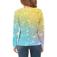 thumbnail image 4 of Girls Tshirts Spring Summer Long Sleeve Gradient Sequin Printed Round Neck Flash Shirt Girls Tops Yellow 2-3Years, 4 of 4