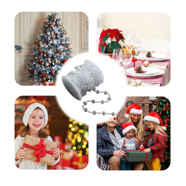Wzzjkit Christmas Party Wedding Decoration DIY Jewelry Accessories Clear String Beads Plastic Bead Chain 5m