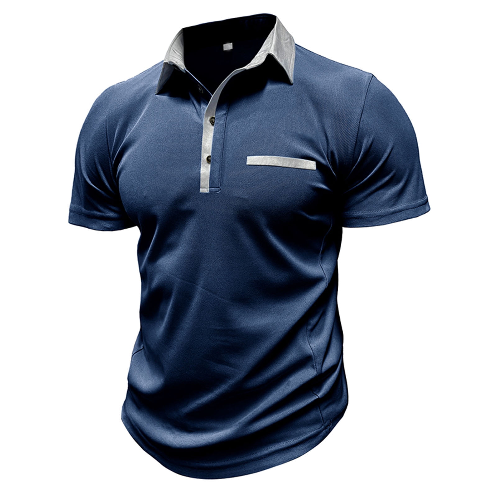 Pntutb T-Shirts pour Hommes Liquidation Hommes Décontracté Chic Manches Courtes Col Rabattu Chemise à Boutons Blouse