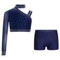 thumbnail image 2 of Manyakai Gymnastic Dance Outfits for Girls Latin Jazz Dance Performance Costumes Athletic Sports Workout Navy Blue 14, 2 of 7