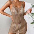 thumbnail image 2 of QIPOPIQ Robes de Plage pour Femmes à Manches Courtes Sans Manches à Bretelles Col en V Ajourée Robe d'Été de Plage Couvre-Maillot de Bikini Robe à Lacets Offres 2023, 2 of 4