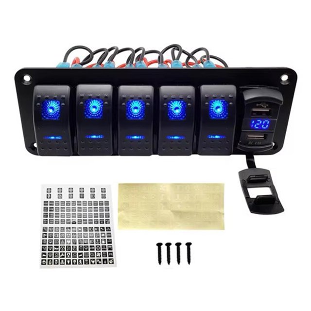 Yimiti Waterproof 5 6 8 Gang Rocker Switch Panel Led Light For Car Marine Boat 12V 24V-6 Gang