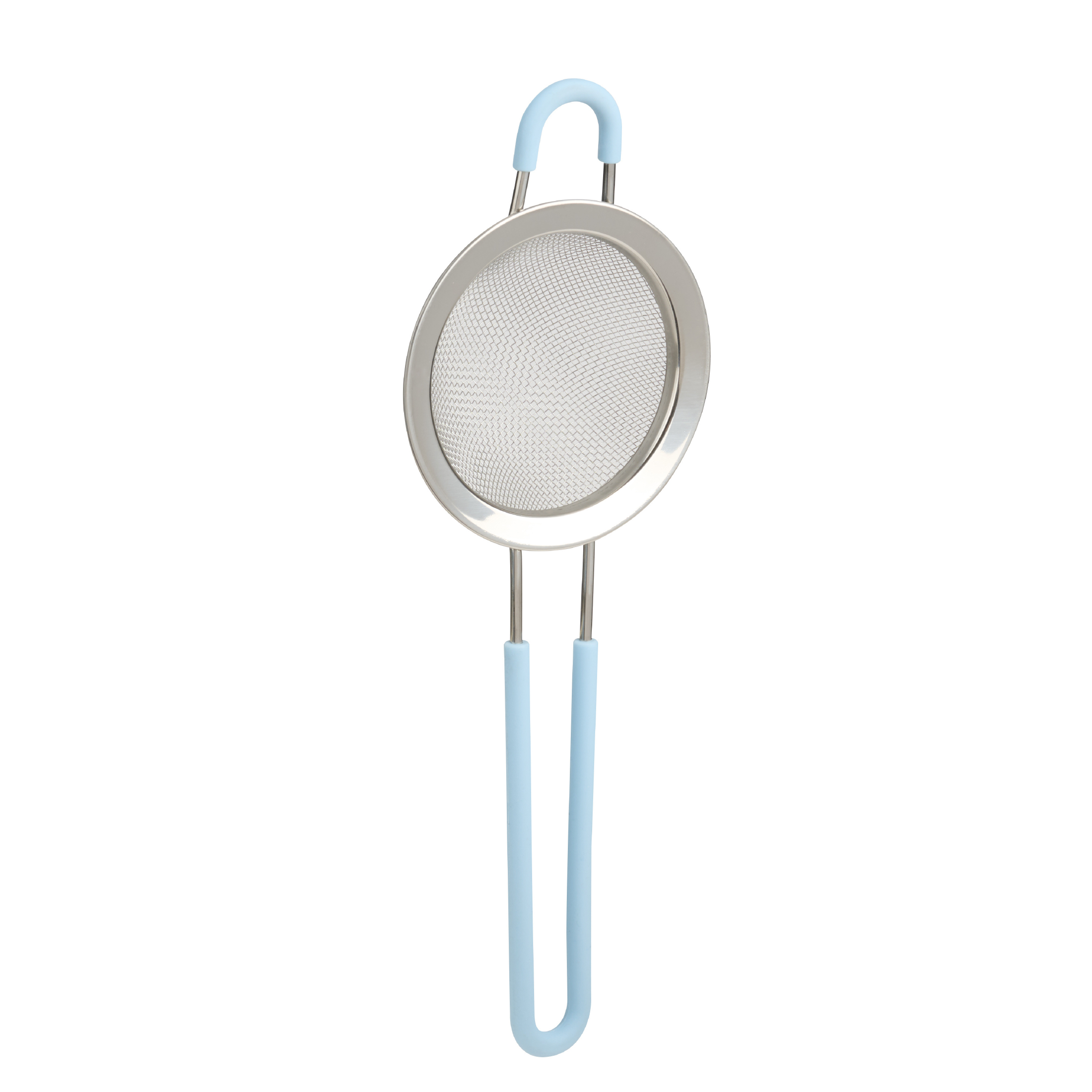 Passoire à maille fine Mainstays avec poignée recouverte de silicone, panier de 23,8 cm, ustensile de cuisine, bleu
