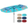 thumbnail image 1 of Costway Double-Sided Patio Umbrella with Color-Changing Flowing Solar LED Lights Crank Lift Turquoise, 1 of 10