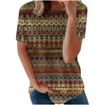 thumbnail image 1 of SMihono Hauts pour Femmes Été Décontracté Mode Confortable Col Rond Manches Courtes Imprimé Blouse T-shirt Oversize pour Femmes 2023, 1 of 5